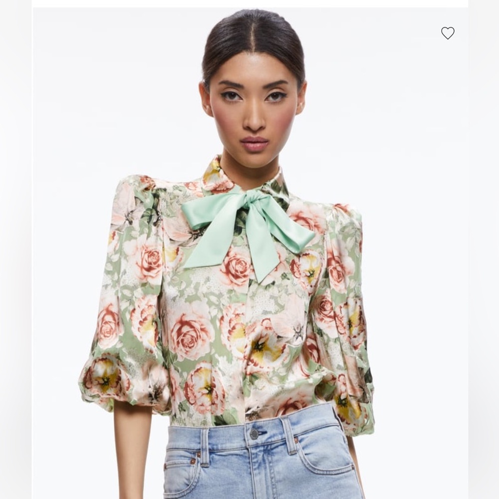 BRENTLEY TIE NECK BLOUSON SLEEVE BLOUSE